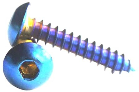 M4 M5 Allen Tornillo de revestimiento de titanio quemado Tornillos autorroscantes de cabeza semicircular 3 piezas, azul-3 piezas, M5x15mm