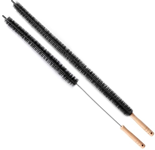 2pcs Bendable Radiator Brush, Include 1pcs Long Brush Head Radiator Dusters and 1pcs Long Handle Dryer Vent Lint Cleaners for Dryer Vents Refrigerator Coil Stair Rails Furniture