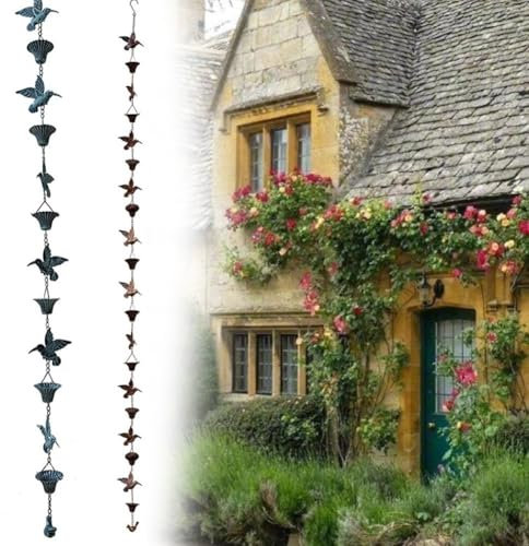 Unique 8 5ft Rain Chain for For outdoor Decor Sturdy Design, Effective Drainage Solution (Blue)