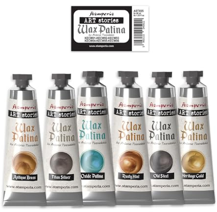 Stamperia - Selection of Wax Patina for Crafts and Mixed Media Projects, Adds a Unique Finish to Creations, Water Based, Suitable for Any Surface (6 x 40ml)