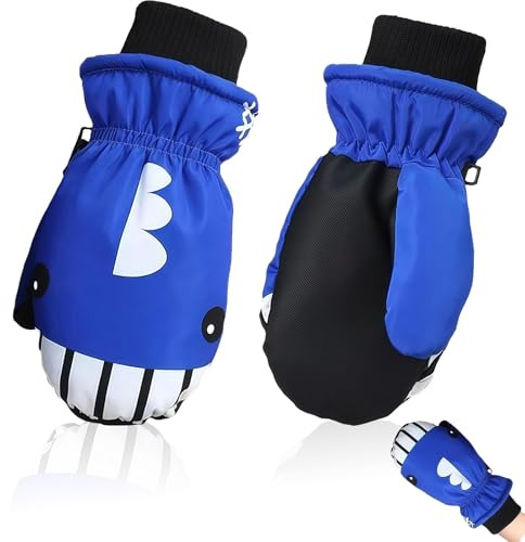 iuiiaii Ski Gloves Kids, Ski Gloves Teen Animal Pattern Waterproof Gloveses Women for Age7-13 Boys Girls Kid Boy Toddler Girl Children Skiing Parent Outdoor
