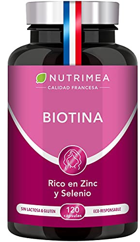 Biotina | 120 cápsulas | Para el cabello, las uñas y la piel | Vitamina B8, zinc, selenio y semillas de calabaza | Anticaída Pelo Hombre y Mujer | Tratamiento de 4 meses, Sin aditivos