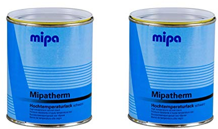 2x MIPA Mipatherm Schwarz Thermolack Ofenlack hitzebeständig bis 800°C 750 ml