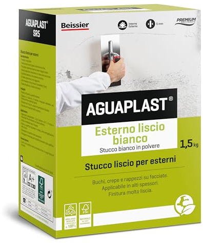AGUAPLAST SR5 Vit utvändig/inomhus slät spackel för fyllning och rakning 1,5 kg