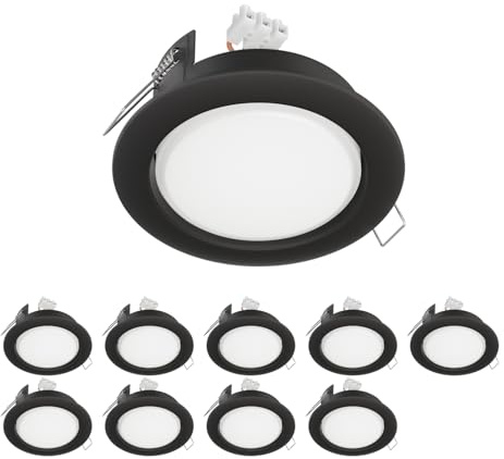 ledscom.de 10 Foco empotrable LED Zobe II plano GX53 antracita mate redondo 6,105W 560lm 107mm Ø círculo de tornillo 90mm Ø