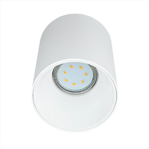 Licht-Erlebnisse Spot en saillie EYE en métal blanc D : 8,9 cm H : 11,5 cm GU10 interchangeable pour couloir cuisine salon spot plafonnier en saillie lumière haute tension
