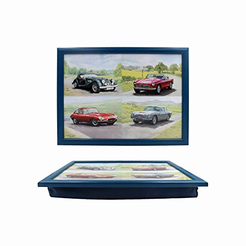 Lesser & Pavey Classic Cars Plateau avec Coussin rembourré pour Boissons, Nourriture, Petit déjeuner et Ordinateur Portable Design Charmant pour la Maison et Le Bureau