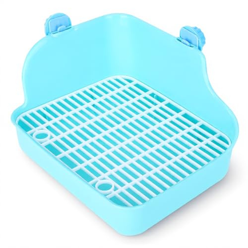 Kaninchen toilette Plastica piccoli animali vasino addestratore Corner box Pet formazione toilette per criceto, gerbilli, coniglio, cincillà, furetto, gabbia WC coniglio (blu)