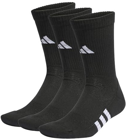 adidas Unisex - Adulto Performance Cushioned Crew Socks 3 Pairs, Black / Black / Black, 40-42
