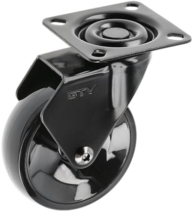GTV - Ruedas para muebles CALIBRO | Ruedas giratorias | Ruedas para muebles | sin freno | Diámetro 75 mm | De plástico y acero | Negro
