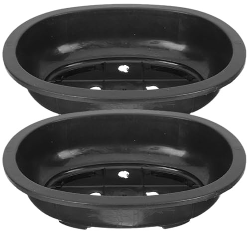 Toddmomy 2Pcs Large Plastic Bonsai Training Pots Oval Shallow Plant Containers with Drainage for Gardening Balcony Nursery and Office Use