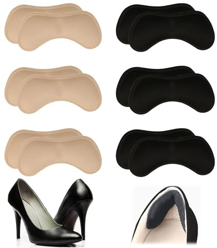 Coussinets de Talon, 6 Paires Plaquettes à Talon, Coussinets de Coussin de Talons Auto-Adhésif, Coussinets à Talons,de Coussinet Talon Chaussure, pour Empêche Frottements et Ampoules