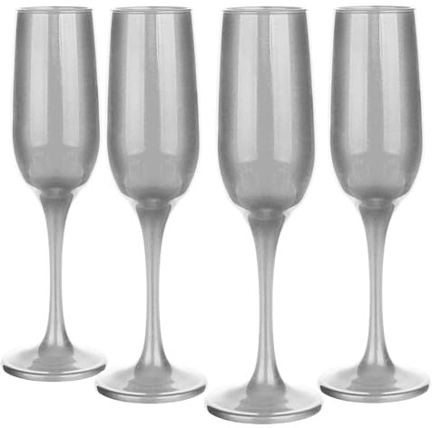 Glasmark Krosno Lot de 4 s à mousseux de 0,2 litre, s à champagne, s à champagne, s à mousseux, s à, argent 4 x 200 ml