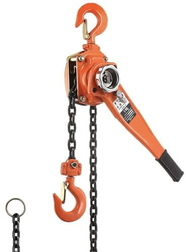 NILoykg& Lever Block,Hand Chain Hoist,360°Rotating Steel Hooks 1/2/3 Ton Manual Chain Block Lever Hoist Hooks Rubberised Handle Easy Adjustment for Lifting Pulling Construction Building Garages,1T,3m