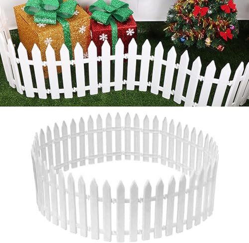 White Plastic Picket Fence Christmas Tree Fences Mini Fence Decoration for Christmas Wedding Party Garden Home (20Pcs)