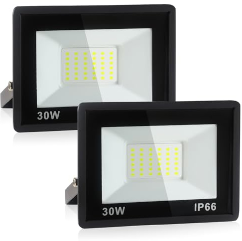 Faretto LED da Esterno da 30w, LED da Cantiere Super Luminose da 3240 Lm, Ip66 Impermeabile, Proiettore per Esterni da 6000K per Magazzino, Garage, Cortile, Confezione da 2