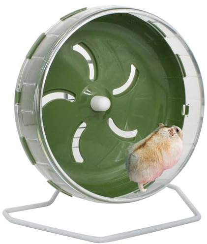 GKYZBB Hamster Wheel, 8.5 inch Silent Hamster Exercise Running Wheel with Stand,Pet Small Animals Exercise Running Toys,Adjustable Quiet Spinner for Guinea Pigs, Sugar Gliders, Gerbils (Green, 8.5in)