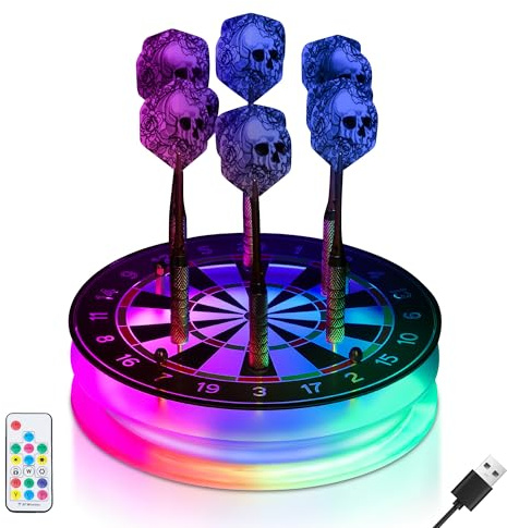 CoolGift Mart Light Up Dart Holder, Acrylic Dart Stand with Multiple Color Modes and Brightness Adjustment Function with Remote Control, Gifts for Men or Darts Enthusiasts