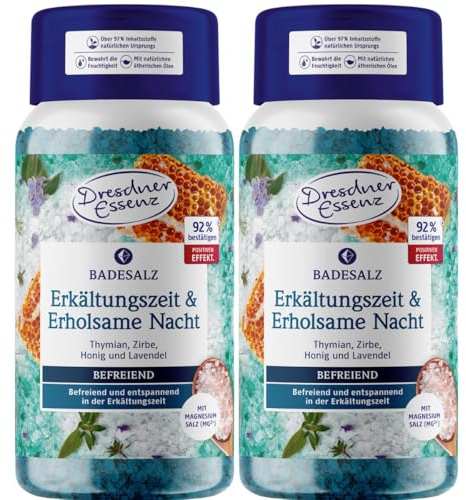 Dresdner Essenz Badesalz Erkältungszeit & Erholsame Nacht 2x 600g-Dose
