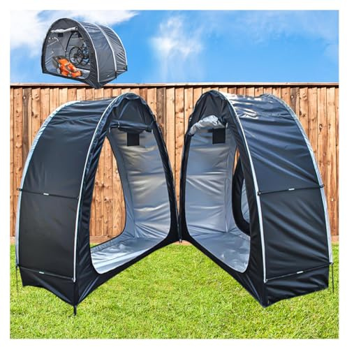 2 PCS Box Biciclette Può Essere Giuntato Garage Moto per Esterno Proteggi Da Vento,Pioggia,Neve,Polvere Casetta Porta Attrezzi Da Giardino Ricovero Attrezzi,Black