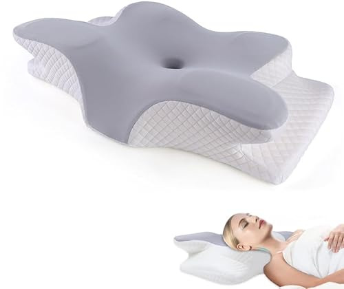 Neuytiky Cuscino in memory foam,Cuscino cervicale ergonomico, Cuscino Ergonomico Ortopedico per il Supporto del Collo per Chi Dorme sul Fianco, Sulla Schiena e Sullo Stomaco(62x41x10/8cm)