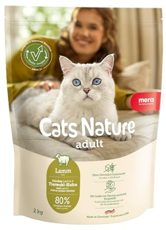 MERA Cats Nature Lamm Premium Katzenfutter Trocken 2kg | Getreidefrei & zuckerfrei | Adult Katzen Trockenfutter hoher Fleischanteil | Dry Cat Food