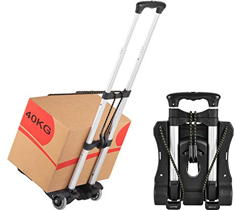 Hivexagon Diable Pliant Chariot de voyage, capacité de charge de 40kg / 88lbs, compact et léger en alliage d'aluminium pour les bagages, shopping, voyage, déménagement et bureau HG405