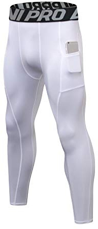 LNJLVI Pantalons de Compression de Running Homme Sport Legging Base Layer Long Tight pour Gym Jogging (Blanc,L)