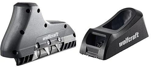 wolfcraft 4009000 Rabot d'Angle Triple - Rabot Plaquiste à Chanfreiner - 3 Lames Trapèzes 52/0,50 mm & 4013000 Rabot-bloc Plaquiste Extra Large - 150 x 57 mm