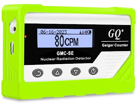 GQ GMC-SE Geiger Counter Radiation Detector Beta Gamma X-ray Portable Radiation Monitor Meter Digital Nuclear Radiation Dosimeter, Automatic Data Recording Device, Drop-Proof Silicone Case (Green)