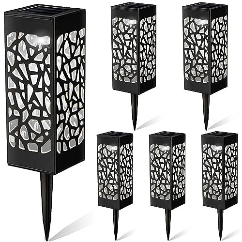 Melofo 6 Pack Pathway Lights Solar Powered IP65 Waterproof Garden Night Light Outdoor Ground Lights Decoration Auto On/Off Lighting for Garden, Lawn, Patio, Yard, Driveway, Stairs, Party, Holiday