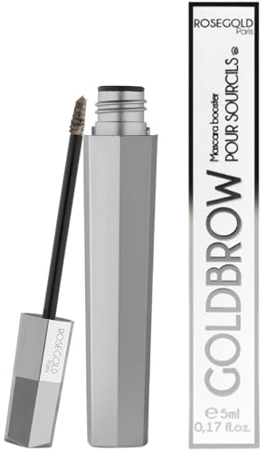 ROSEGOLD GOLDBROW Mascara booster pour sourcils Plus Epais Allongés. Améliore la croissance et la pousse des sourcils - 99% Naturel Fabriqué en France - Sans hormone Sans parfum - Vegan