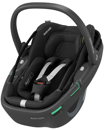 Maxi-Cosi Coral 360 i-Size Baby Car Seat, 0-12 Months, 40-75 cm, 360 One-Hand Rotation, Ultra-Lightweight Carrying, Easy-in Harness, Essential Black
