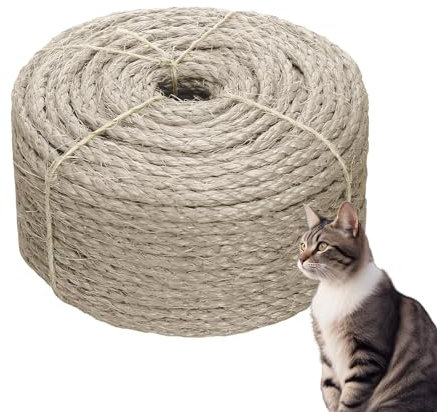 Casgee Corde en sisal pour arbre à chat - 8 mm x 30 m - Corde en sisal naturel - Corde pour arbre à chat - Corde de rechange pour arbre à chat - Corde en sisal pour arbre à chat - Remplacement -