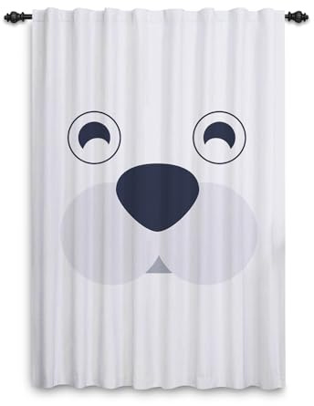 ggaimwf Rideaux à imprimé Animalier Ours Polaire Blanc Rideaux à Motifs Traitements de fenêtres pour Enfants Chambre de garçon Salle de Jeux pour crèche Onglet arrière du Rideau 107x160cm 1 Panneau
