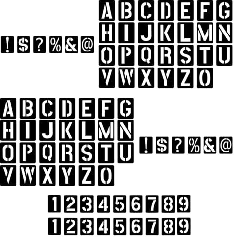 CHSEROK 84 Stück Buchstaben Schablone, Airbrush Schablonen, Wiederverwendbar Buchstabenschablon, Zahlensymbole Buchstaben Schablon, Zahlen Schablonen zum Bemalen,Airbrush Schablone Lineal,Holzschilder