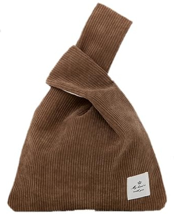 FOVAOK Mini nodo borsa da polso in velluto a coste da donna borsa con manico superiore borse semplici borse semplici borsa per la spesa leggera borsa per la spesa borsa per telefono chiave, Caff,