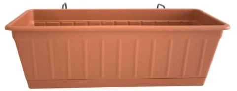 Seat Flor srl® Vaso per balcone, fioriera da balcone, vaso porta fiori, balconiera, cassetta porta fiori (modello kit completo) (3 Pezzi, Cotto)