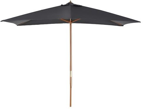 Outsunny Ombrellone da Giardino 2x3 m con Corda e Prese d'Aria, Ombrellone da Esterno con 6 Stecche in Legno, Bambù e Poliestere 180g/㎡, per Cortile, Terrazza e Balcone, Grigio Scuro