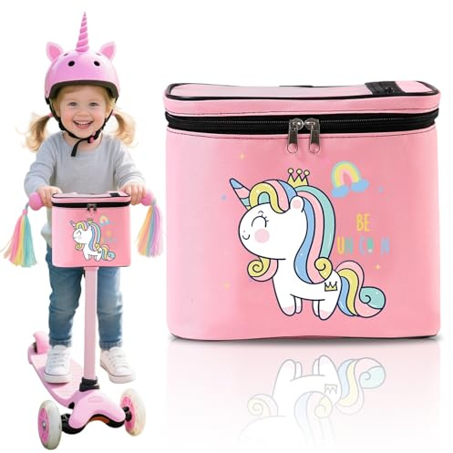 Lenkertasche für Kinder, Einhorn-Tasche, wasserdichter Fahrradkorb vorn für Roller, Laufräder, Dreiräder