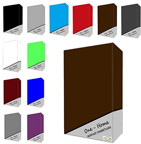 one-home Microfaser Spannbettlaken Spannbetttuch Bettlaken Betttuch mit Rundumgummi, Farbe:Braun, Maße:180x200 cm - 200x200 cm