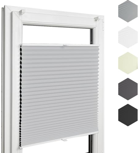 Home-Vision® Premium Doppelplissee Wabenplissee ohne Bohren mit Klemmfix (Weiß-Grau, B100cm x H120cm) Modern Klemmfix Blickdicht Plissee Sonnenschutz Hitzeschutz Jalousie für Fenster Thermo