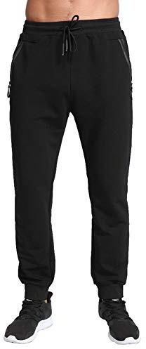 Tansozer Pantaloni Tuta Uomo Cotone Pantaloni Sportivi Uomo Running Jogging Fitness Pantalone Joggers Uomo Slim Fit Felpa Corsa Pantaloni Neri S