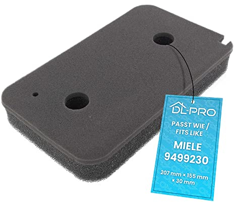 DL-pro Filter Schaumfilter passend wie Miele 9499230 207x155x28mm Sockelfilter an Wärmetauscher Trockner Wärmepumpentrockner
