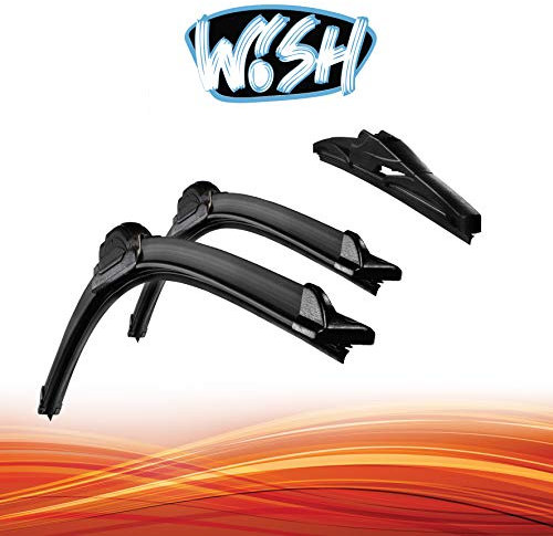 Wish® Universal Premium Satz Front + Heck Scheibenwischer Länge: 21 530mm / 15 380mm / 12 300mm Wischblätter Vorne und Hinten Scheibenwischer Flachbalkenwischer + ReView G UP21.15.A.RG12