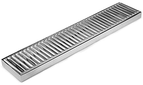 Vassoio Antigoccia Bar Mat con Griglia in Acciaio Inox, 50 x 10 cm, Tappetino Antigoccia con Vassoio Separato Raccoglitore, Attrezzatura da Bar e Restaurant