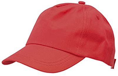 Gorra Beisbol para niño y niña, 5 Paneles de Vivos Colores. 100% algodón, con Orificios de ventilación y Cierre Ajustable de Velcro. Gorra Infantil, niñas y niños Entre 4 y 13 años (Rojo)
