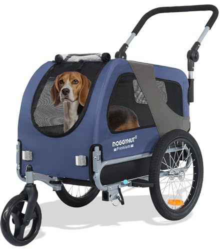 DOGGYHUT® Premium Medium Pet Bike Trailer & Stroller Up to 50 lbs (Blue)