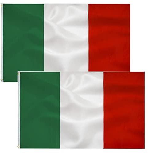2pcs Bandiera Italiana 90 x 150 cm-Bandiera Italia Poliestere Metallo Occhielli all'aperto Bandiera dell'Italia Colore vivido e Adatto per uso interno ed esterno Italian Flag…