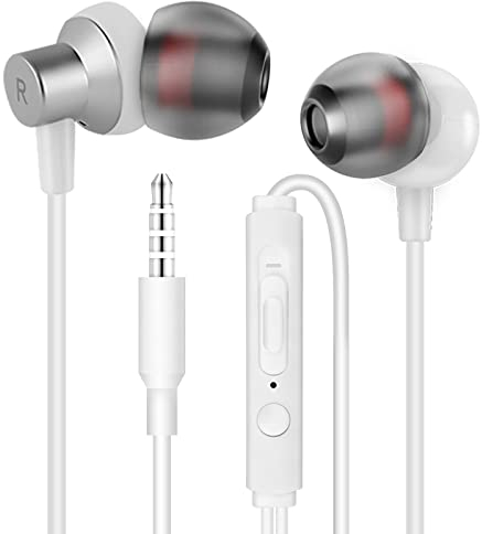 MAS CARNEY WI7 Wired Headphones - Comfortable In-ear Earphones Wired for Stereo Sound, Universal 3.5mm In Ear Earbuds with Mic - Compatible with Samsung